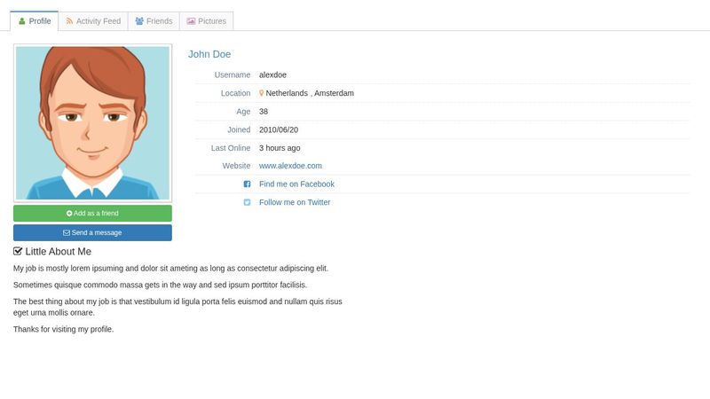 Bootstrap User Profile Bootstrap User Profile