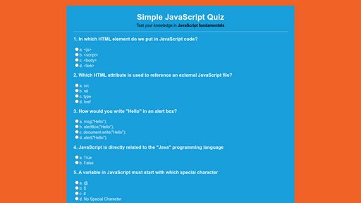 Simple Quiz - Script Codes