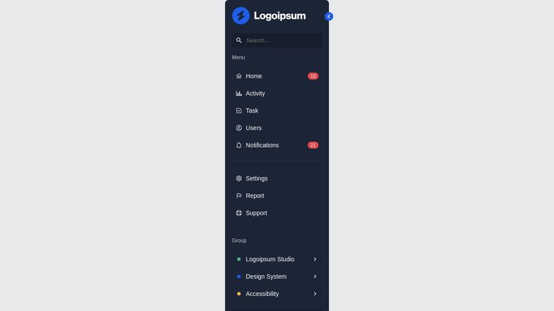 Sidebar navigation