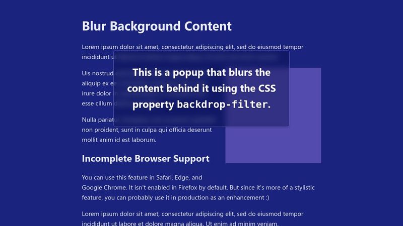CSS Backdrop Filter Feature