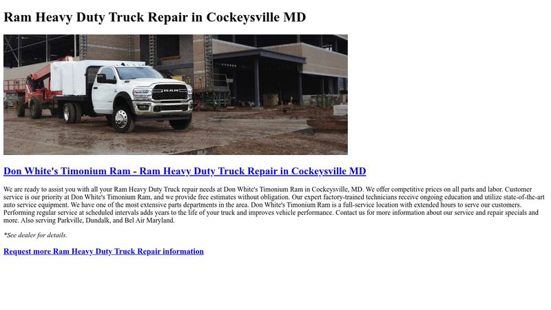 Ram Heavy Duty Truck Repair in Cockeysville MD