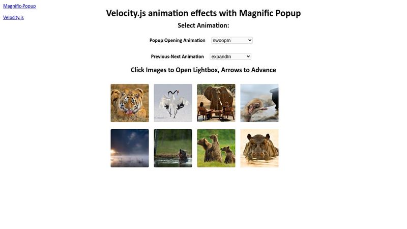 Velocity animation effects for Magnific Popup Velocity animation effects for Magnific Popup
