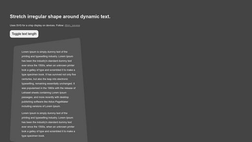 Stretch irregular shape around dynamic text. - Script Codes