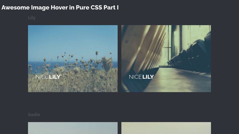 Awesome Image Hover in Pure CSS Awesome Image Hover in Pure CSS