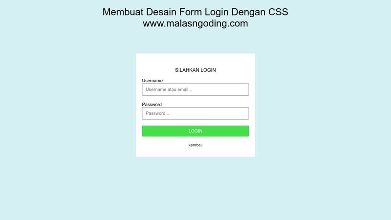 Tutorial Membuat Form Login Dengan Css