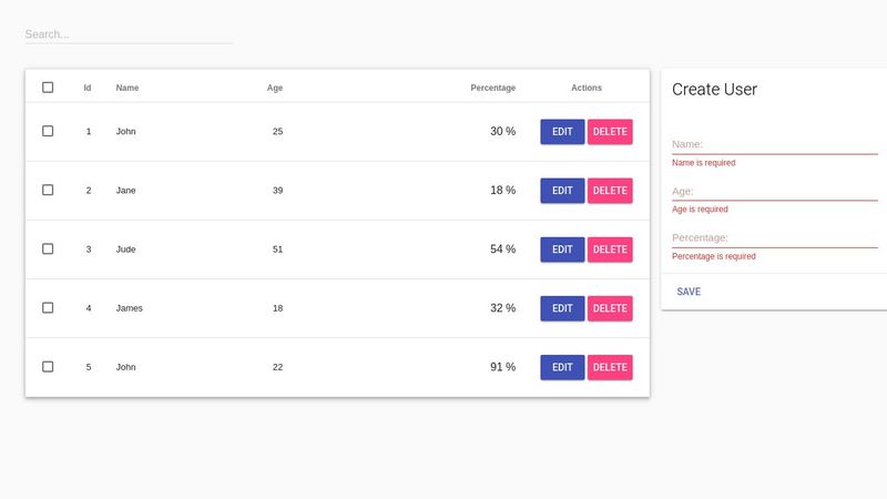 Material Design Table