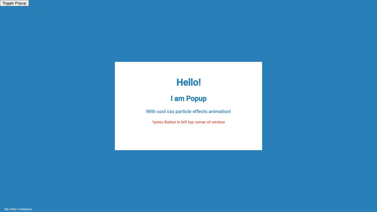 I am Popup | css particle effects
