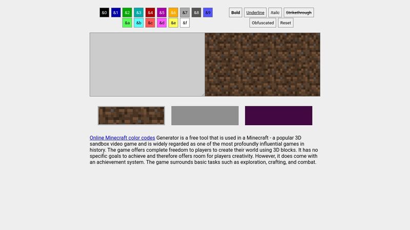 Minecraft Color Text Generator