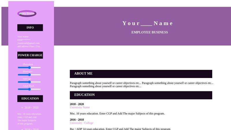 CV Template in HTML and CSS