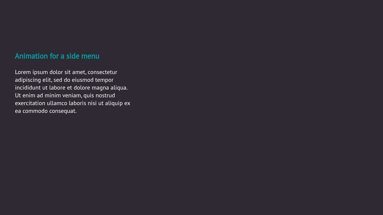 Side menu animation with burger icon Side menu animation with burger icon
