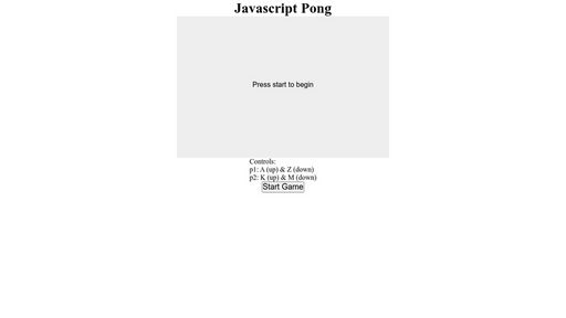 Javascript Pong Game - Script Codes