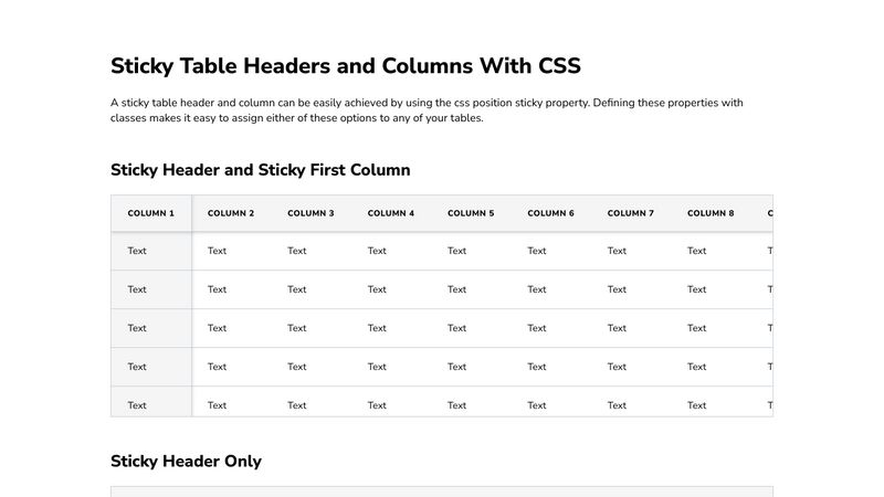 CSS Sticky Table Header And Column