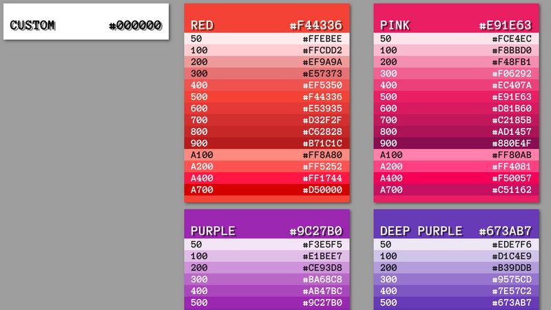 Material color Swatches - Swatch Builder Fork