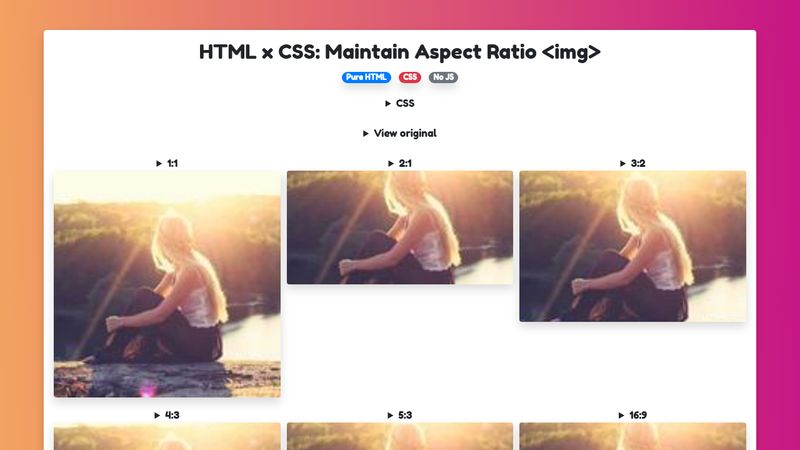 HTML x CSS: Maintain Aspect Ratio 3:2 4:3 16:9