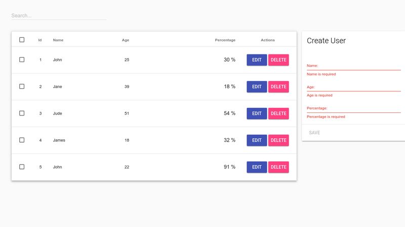 Material Design Table