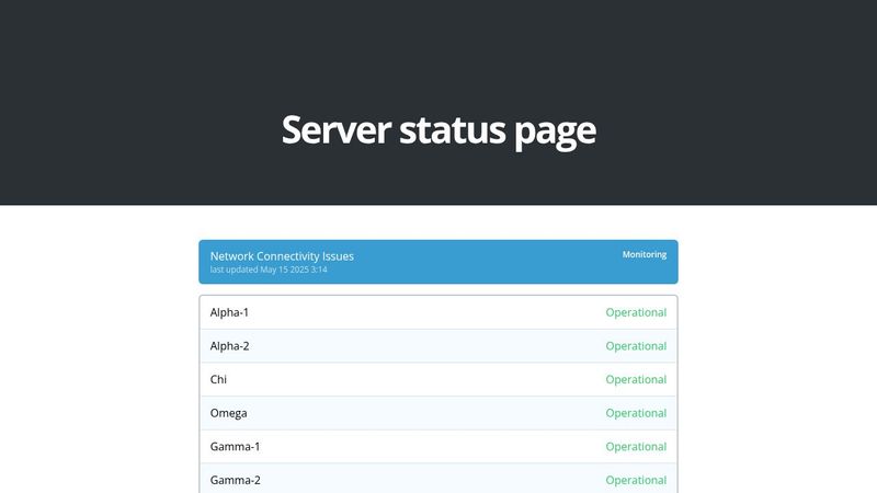 Server status page