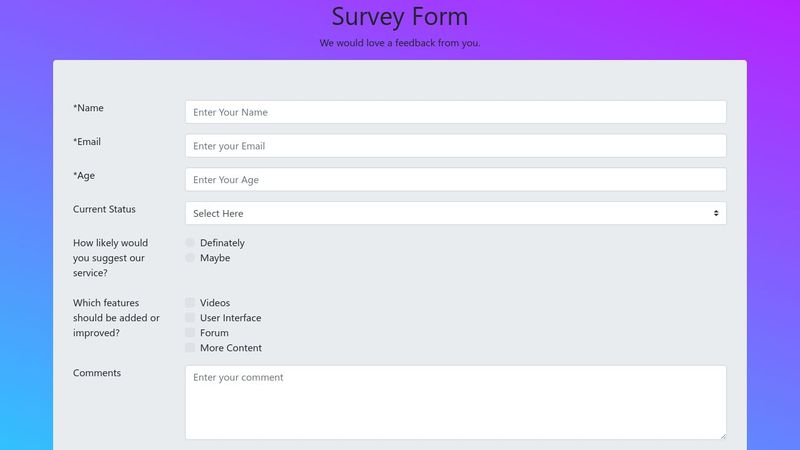 Survey Form - HTML & CSS image.