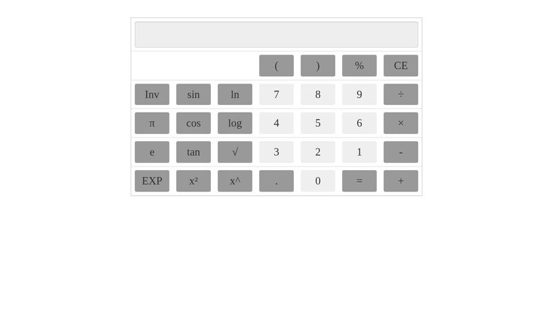 Scientific calculator html and JavaScript