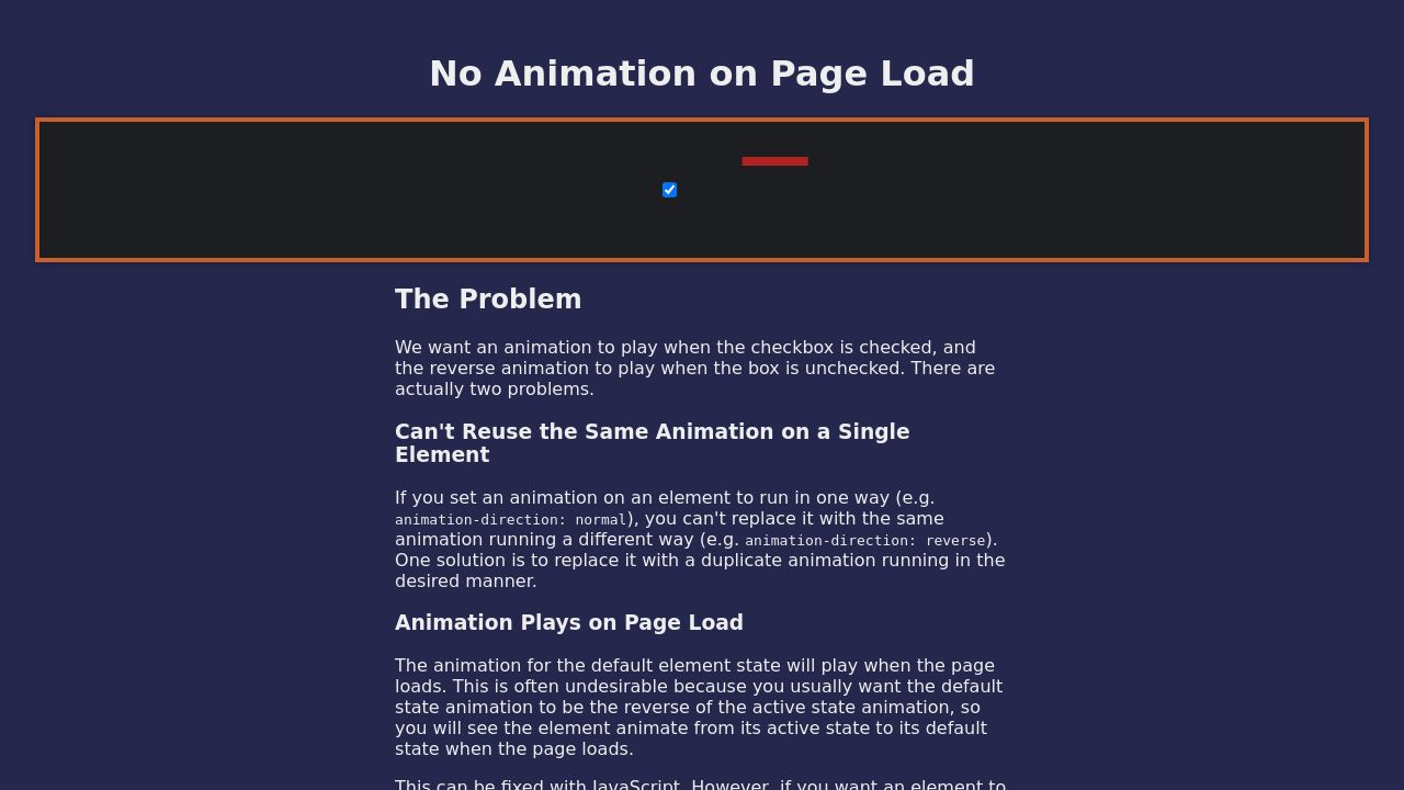 No Animation on Page Load No Animation on Page Load
