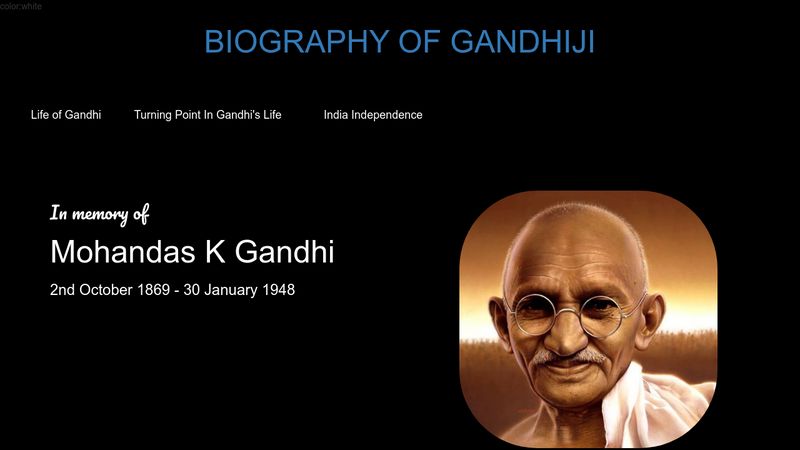 Tribute Page To Mahatma Gandhiji