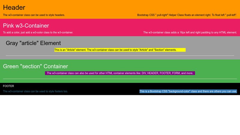 CSS classes & containers in HTML