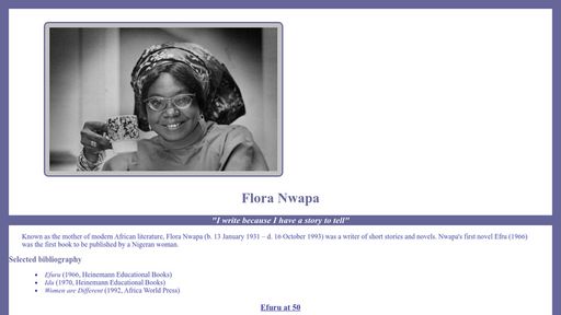 Tribute Page - Flora Nwapa - Script Codes