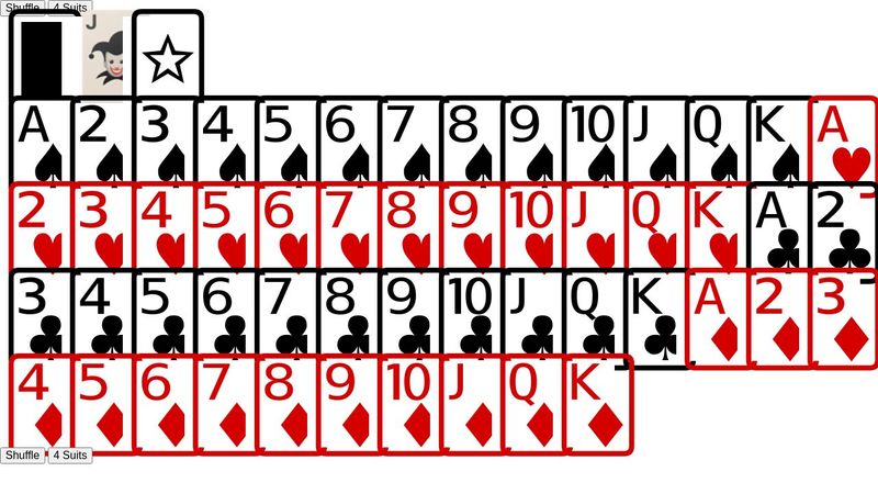 Playing card deck (CSS/Unicode) image.