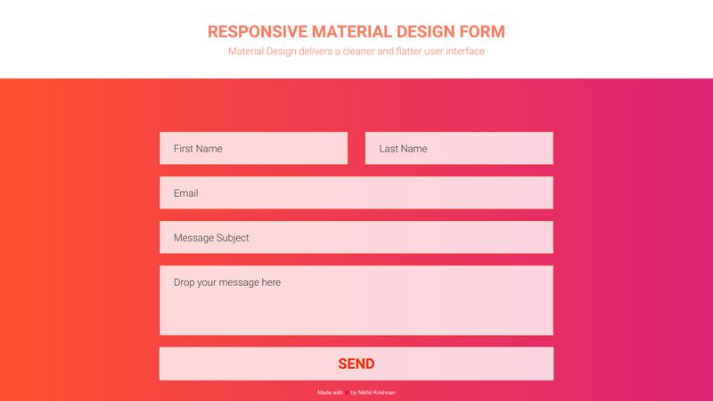 RESPONSIVE MATERIAL DESIGN CONTACT FORM