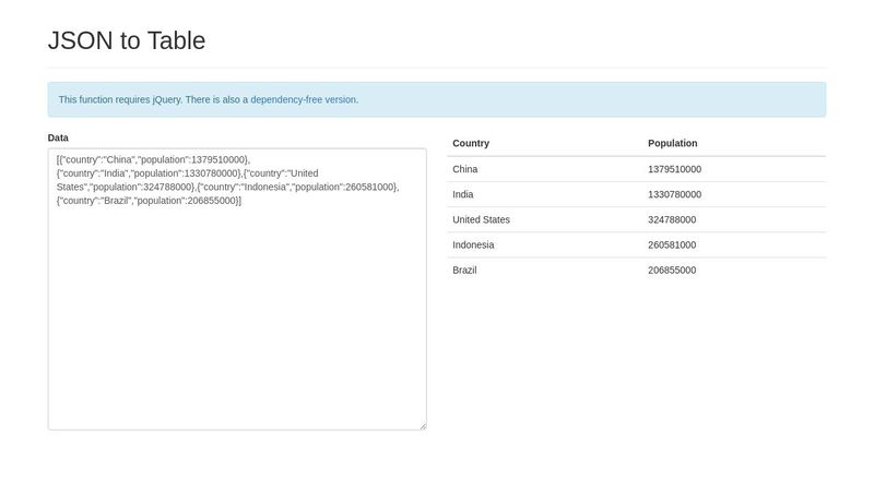 JSON to Table