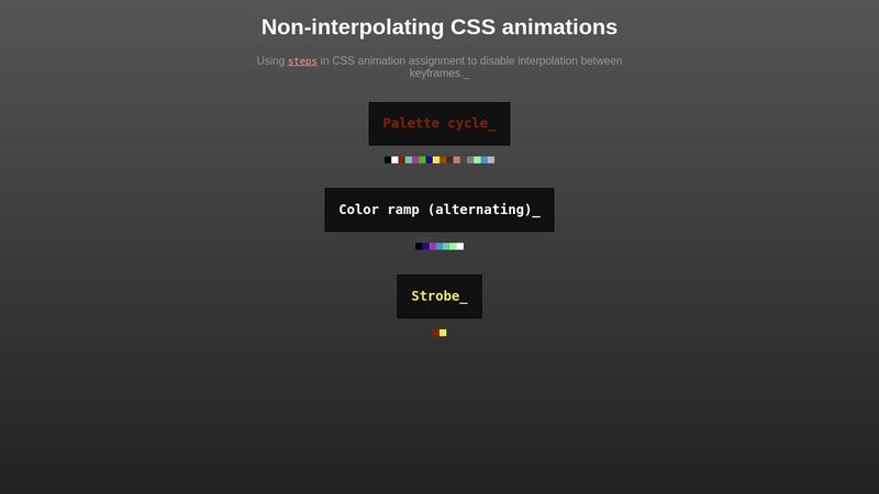 Non-interpolating CSS animations Non-interpolating CSS animations