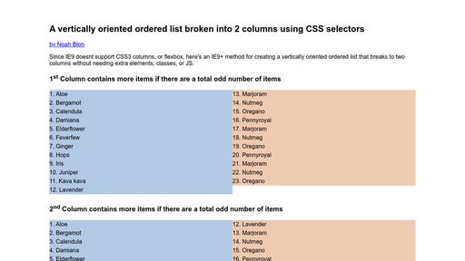 Vertically oriented list in 2 columns - IE9+ - Script Codes