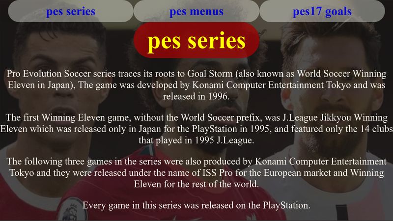 Pes Menus And Some Best Goals