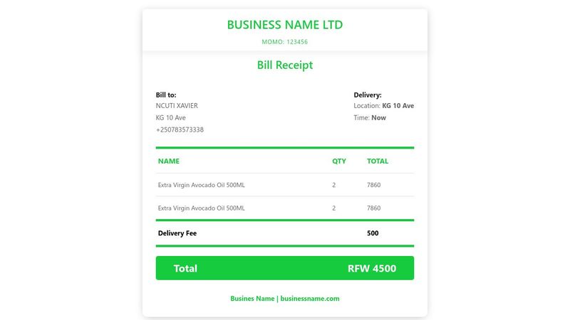 Bill Receipt template