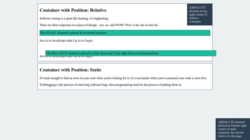 How To Set Relative Position In Css