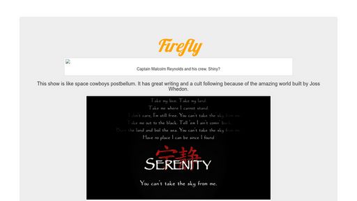 Firefly tribute - Script Codes