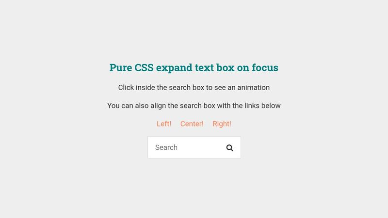 Pure CSS expand text box on focus