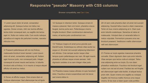Responsive Masonry in CSS only - Script Codes