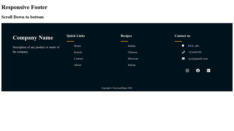 Responsive footer with pure CSS