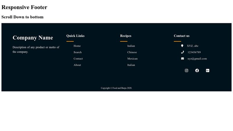 Responsive Footer With Pure CSS