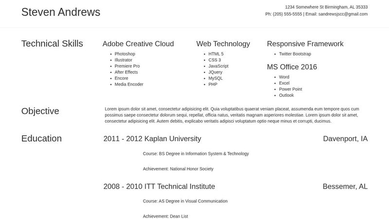 Simple HTML Resume