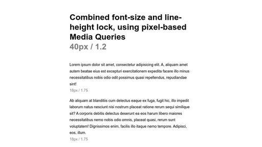 Combined font-size and line-height lock, using pixel-based Media Queries - Script Codes