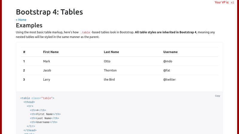 CodePen - Bootstrap 4: Tables