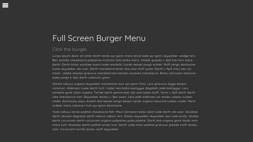 Full screen burger menu - Script Codes