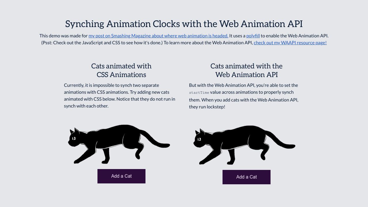 Web Animations API Timeline Examples - a Collection by Dan Wilson on CodePen