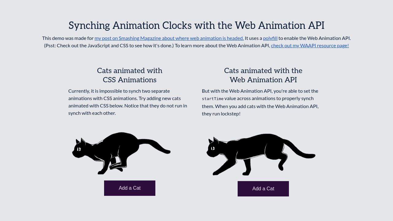 Web Animations API Timeline Examples - a Collection by Dan Wilson on CodePen Web Animations API Timeline Examples - a Collection by Dan Wilson on CodePen