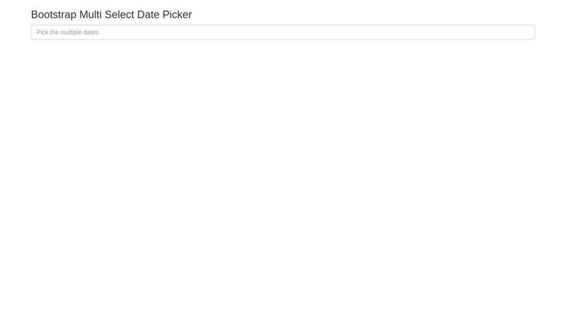 Bootstrap Multi Select Date Picker