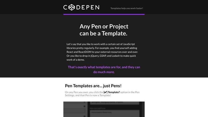 Templates On CodePen