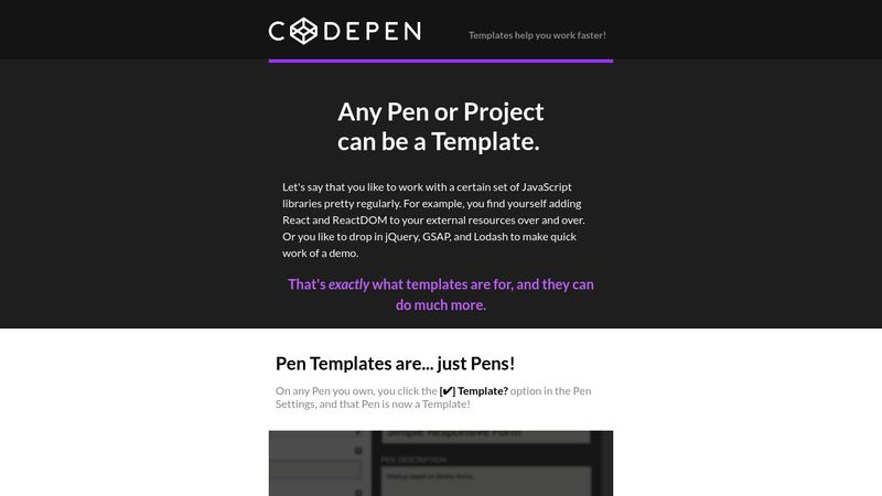 Templates on CodePen