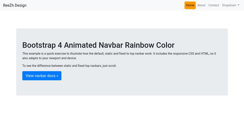 Bootstrap 4 Animated Navbar Rainbow Color