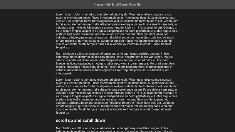 Vanilla Javascript Show and Hide Header with window ...
